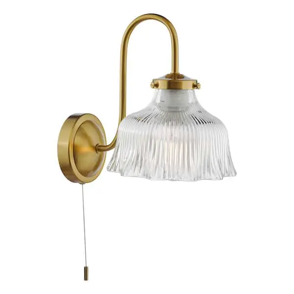 gold wall lamp with string to turn on