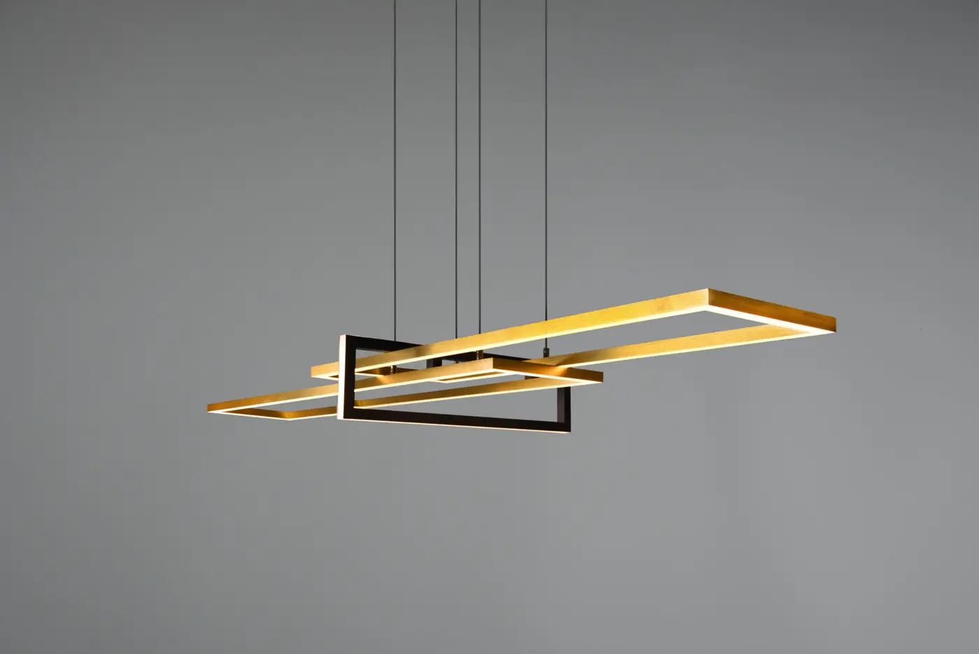 ceiling light with multiple wooden rectangles