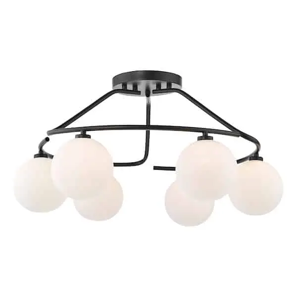 ceiling light with black and 6 round white lights