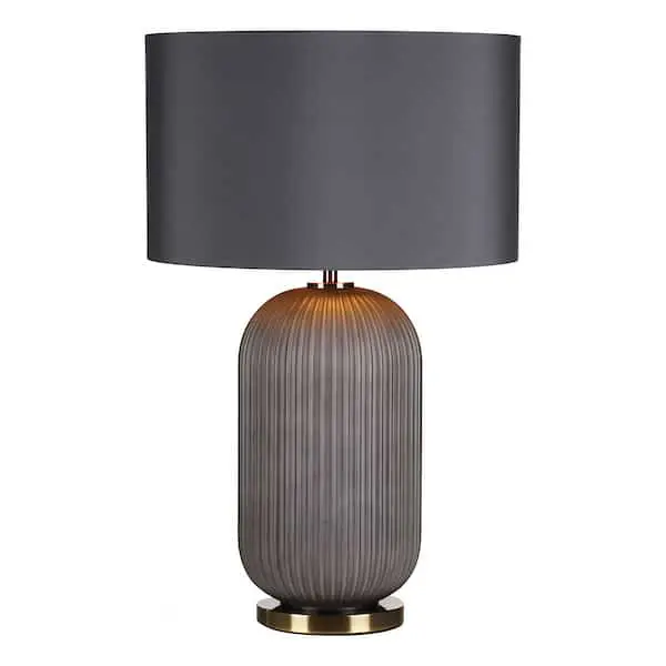 grey lamp with grey cylindrical base