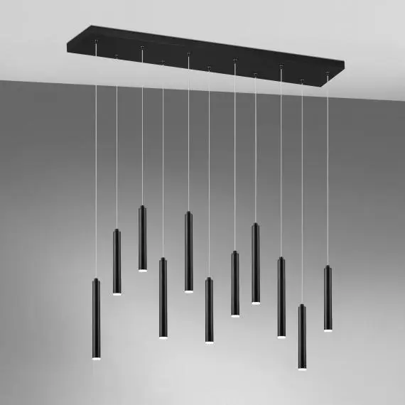 ceiling light with black lights hanging down