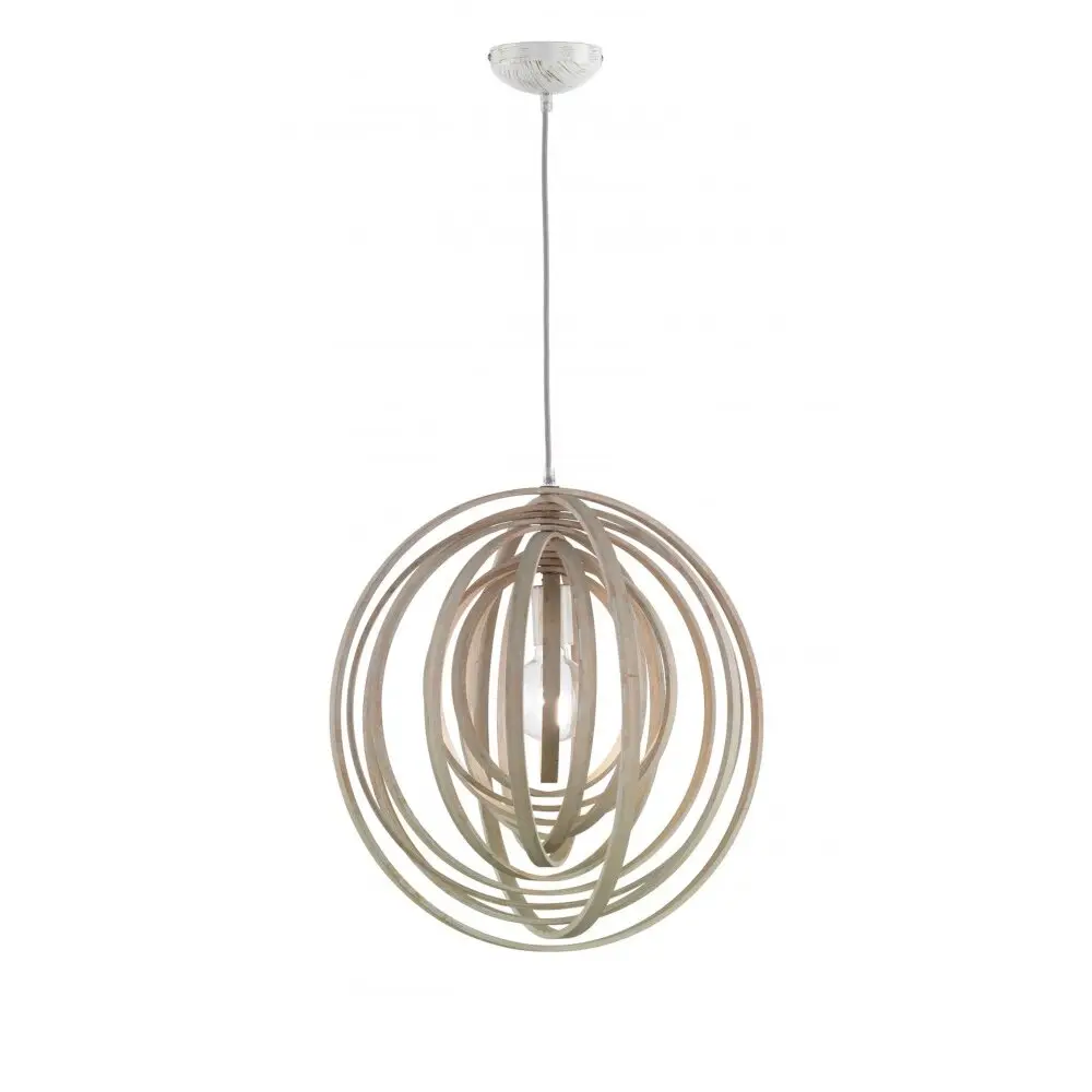 ceiling light with wooden circles round it