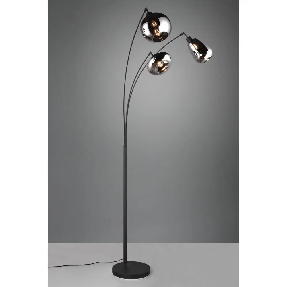 floor lamp with three silver bulbs