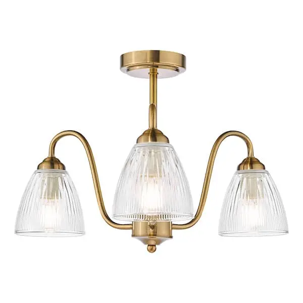 gold ceiling light with three lights