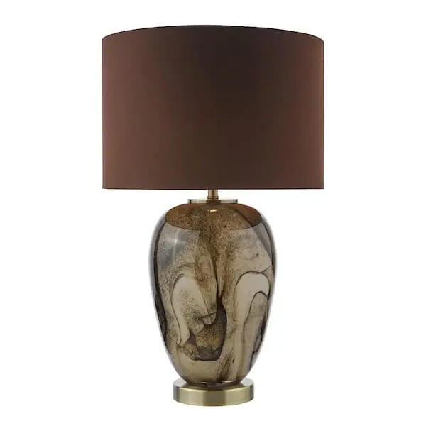 brown lamp with marble base