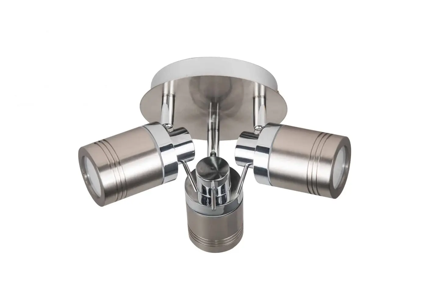 three silver ceiling spotlights