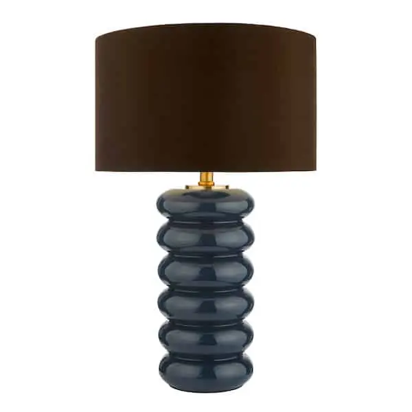 brown lamp shade with blue base