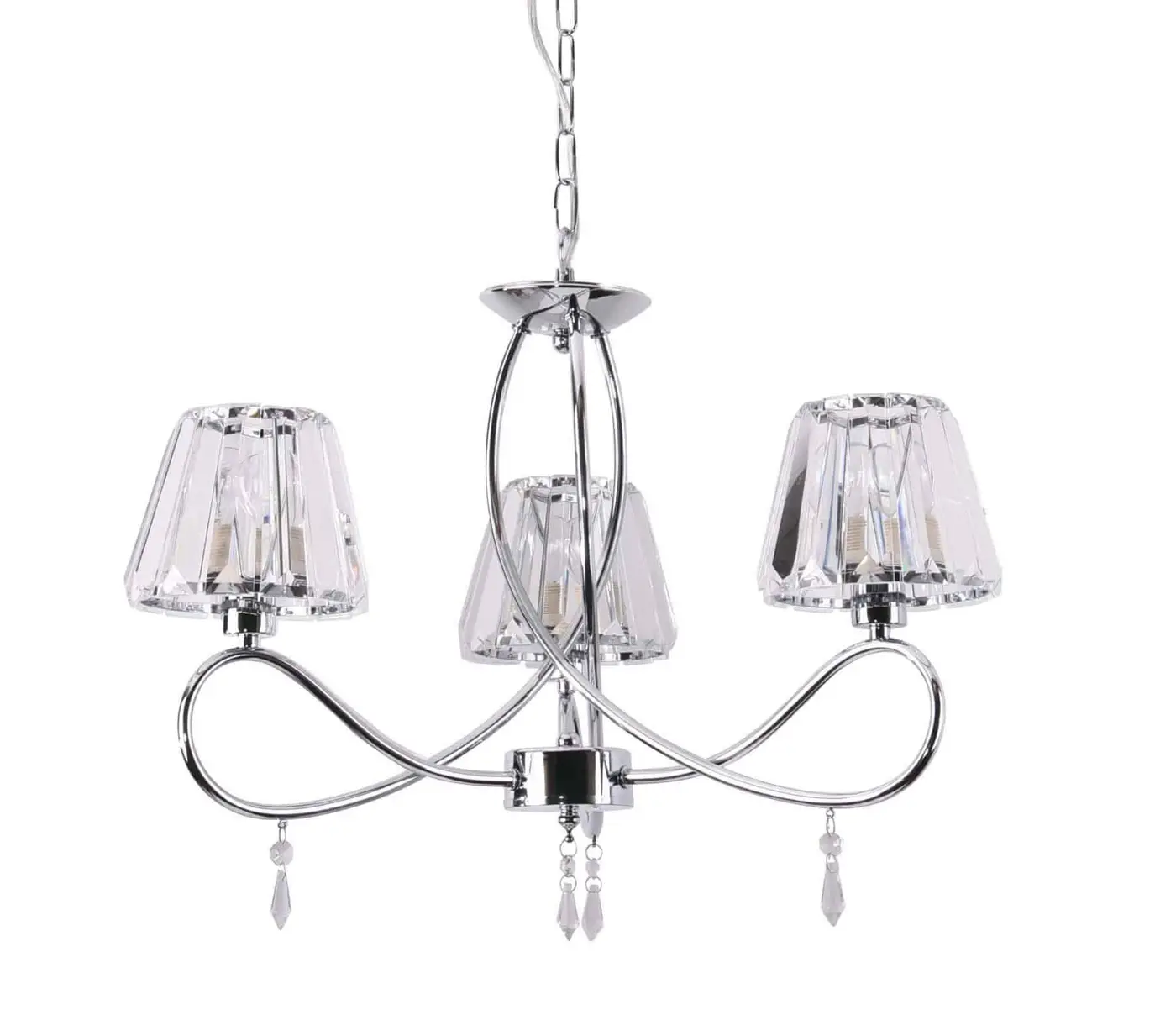 chandelier with beads and three glass lights