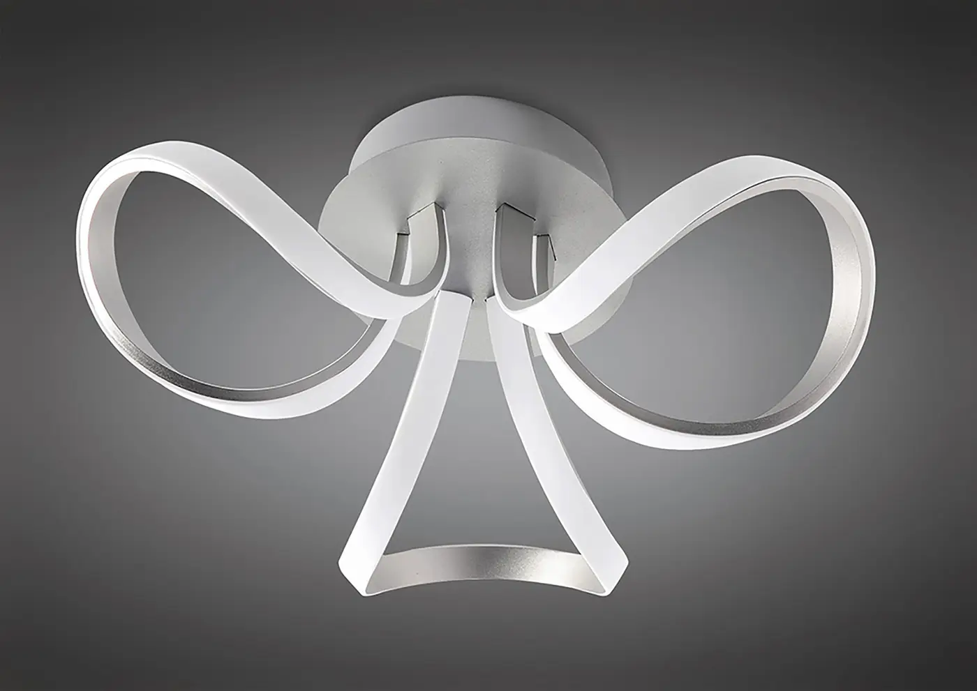 Ceiling light fixture with three spirals