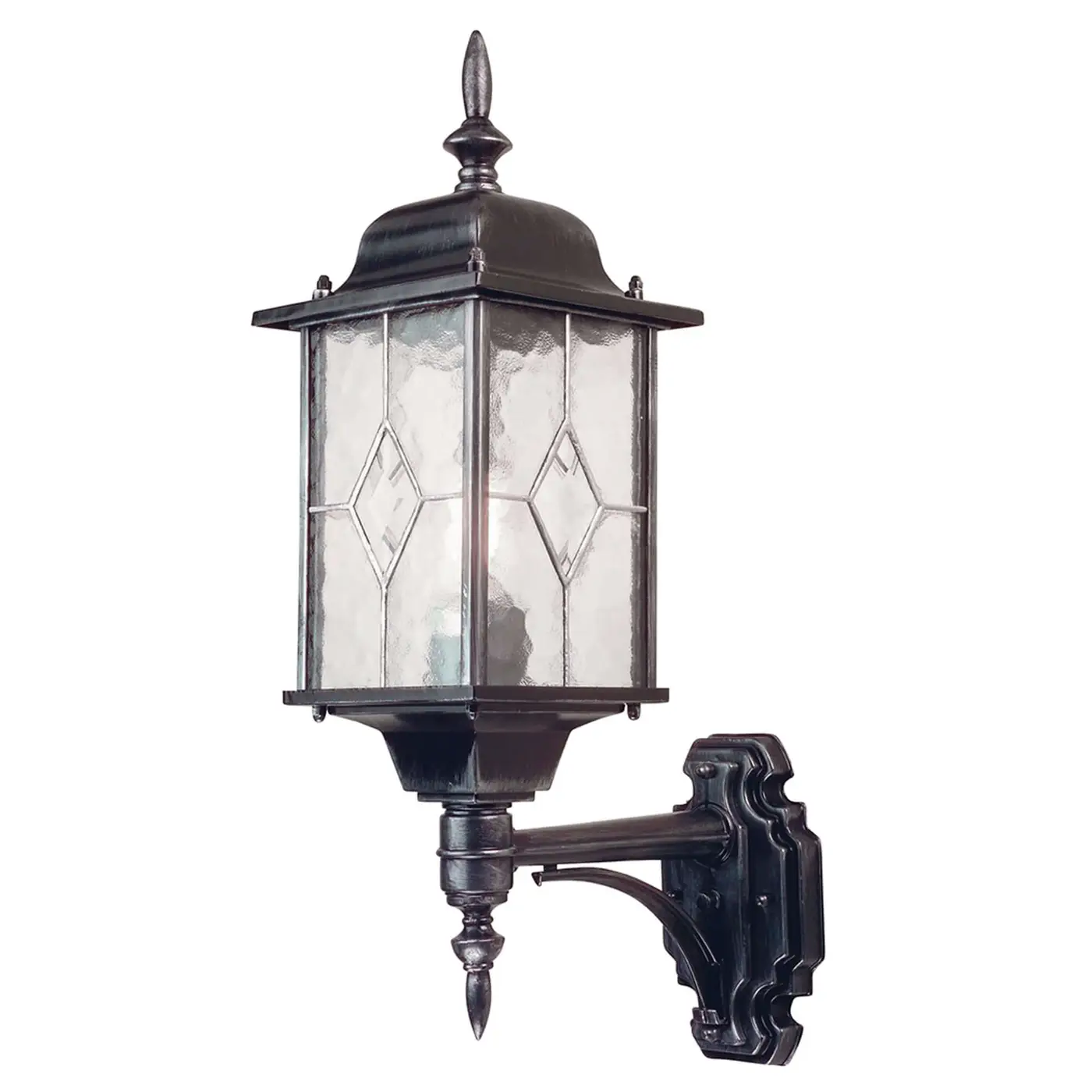 Outdoor lighting fixture of copper finish lantern